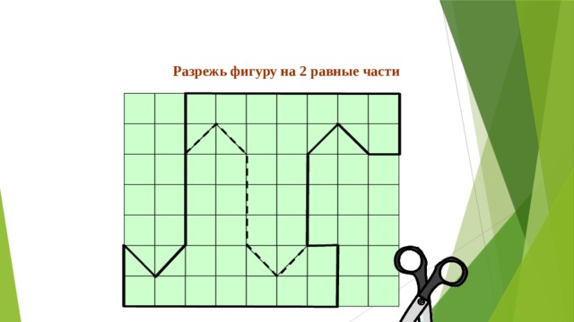 Разрежь фигуру на 2 равные части .  