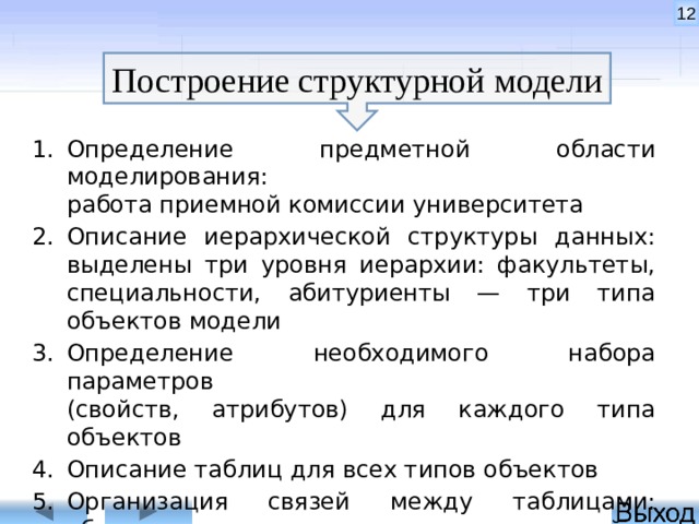 База данных как модель предметной области презентация