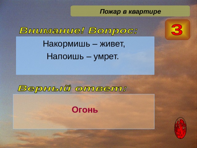 Пожар в квартире  Огонь  