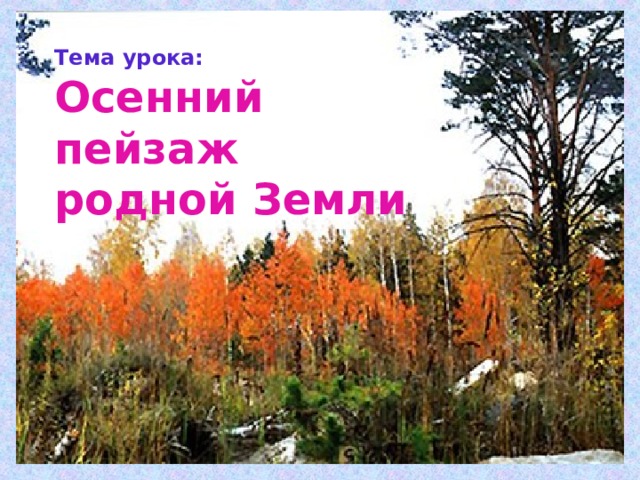 Тема урока: Осенний пейзаж родной Земли 