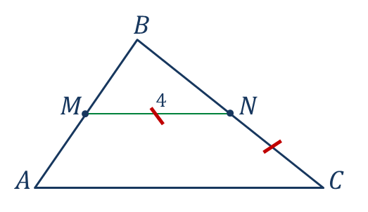 Средняя линия треугольника abc. MN средняя линия треугольника ABC. В треугольнике АВС MN средняя линия. Известно что MN средняя линия треугольника ABC. Используя данные рисунка Найдите длину стороны BC.
