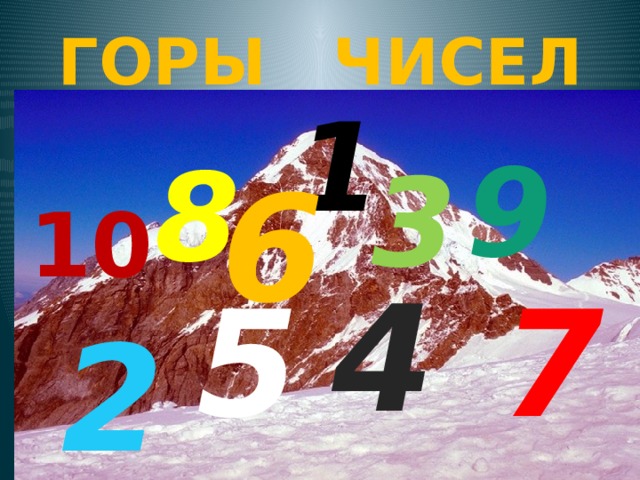 ГОРЫ ЧИСЕЛ 1 9 8 3 6 10 4 5 7 2  