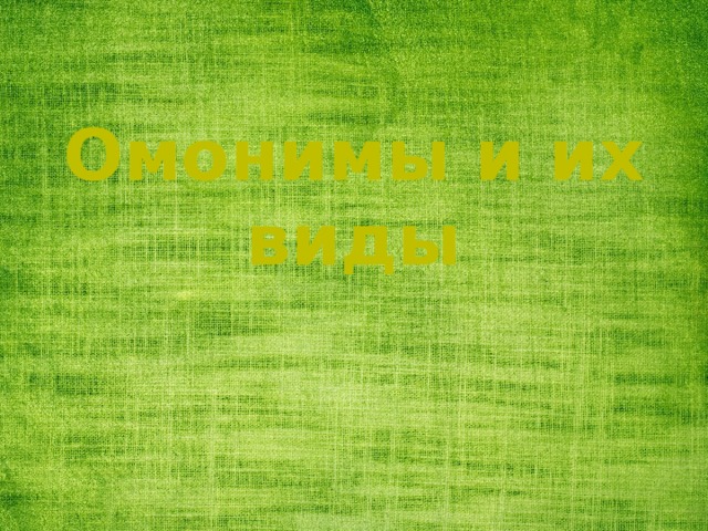 Омонимы и их виды 