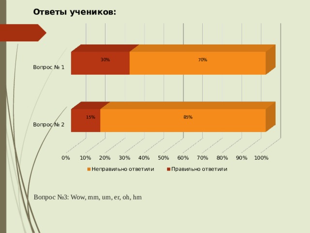  Вопрос №3: Wow, mm, um, er, oh, hm 