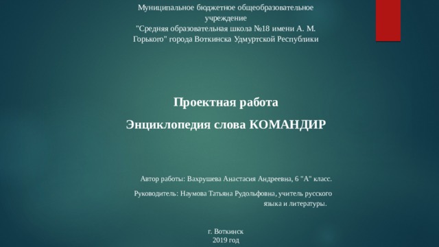 Муниципальное бюджетное общеобразовательное учреждение 