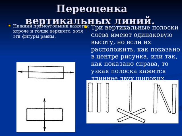 Переоценка вертикальных линий.