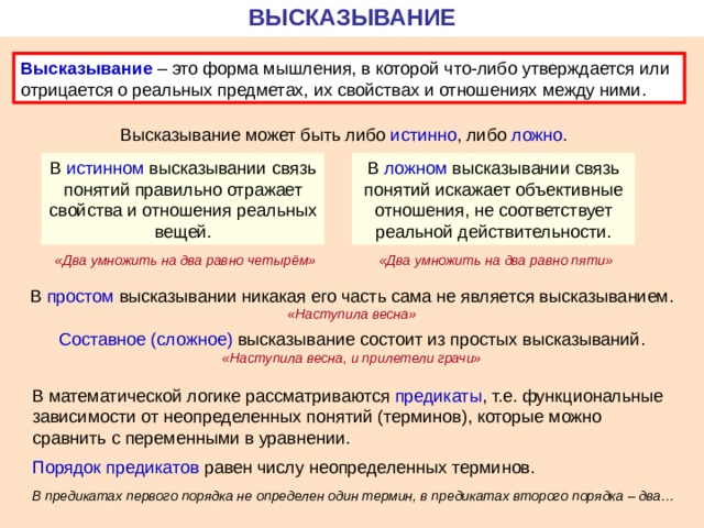 Характеристики высказывания. Высказывание это форма мышления. Виды высказываний. Виды высказываний в логике. Форма для цитаты.