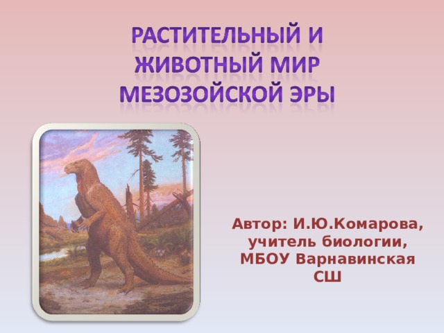 Автор: И.Ю.Комарова, учитель биологии, МБОУ Варнавинская СШ 