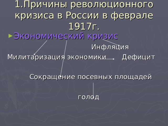 Причины революционного кризиса 1917 г