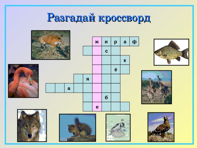 Разгадай  кроссворд ф ж и р а с   к ё   я а    б е  