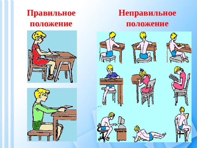 Неправильное положение Правильное положение 