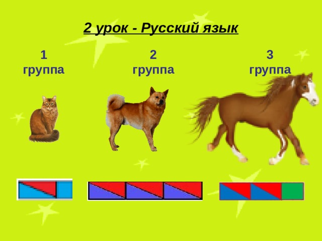 2 урок - Русский язык 1 группа 2 группа 3 группа 