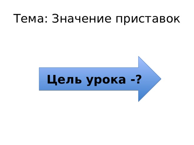 Тема: Значение приставок Цель урока -? 