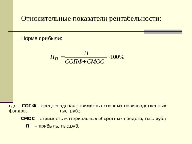 Рентабельность основных фондов