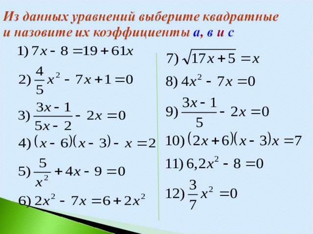 План конспект на тему неполные квадратные уравнения