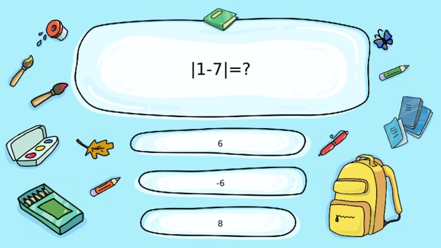 |1-7|=? 6 -6 8 