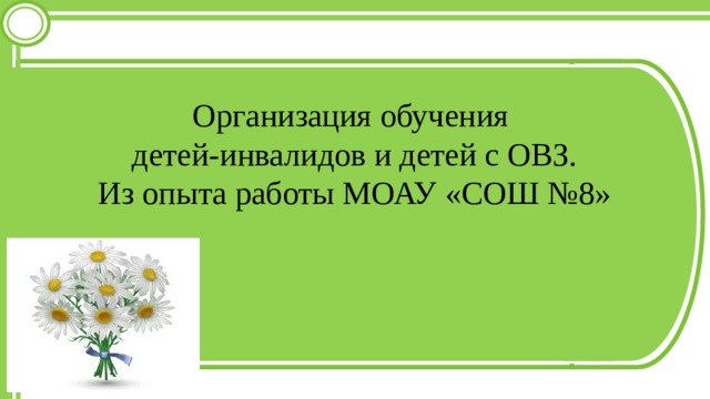 Организация обучения  детей-инвалидов и детей с ОВЗ.  Из опыта работы МОАУ «СОШ №8» 