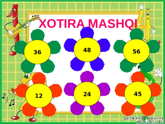 XOTIRA MASHQI 48 56 36 45 24 12 