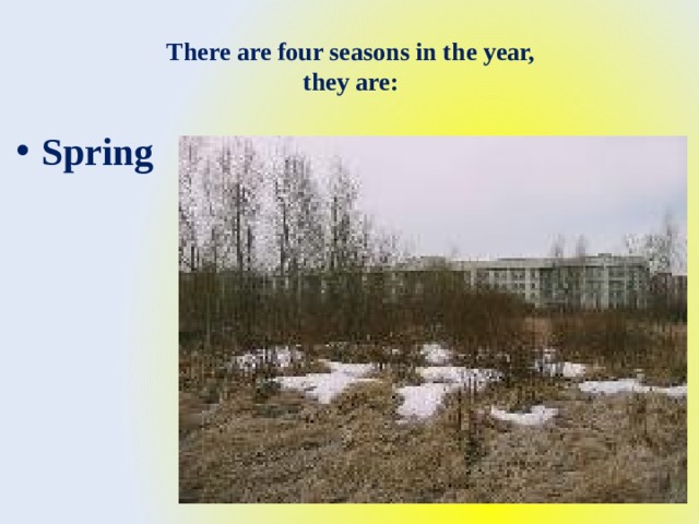 There are four seasons in the year,  they are:   Spring 