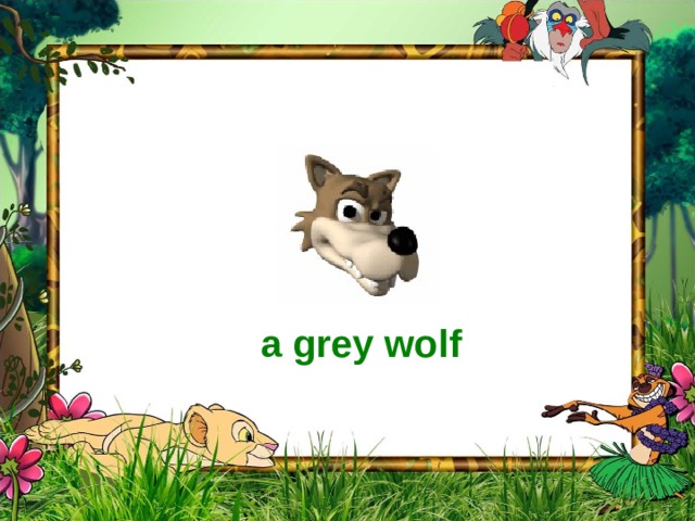 Guess the animal 1 A B 2 3 f k C D 4 i a r b a s p b d c w o l a grey wolf f  