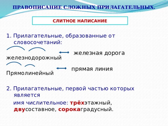 Сложные прилагательные прилагательные образованные