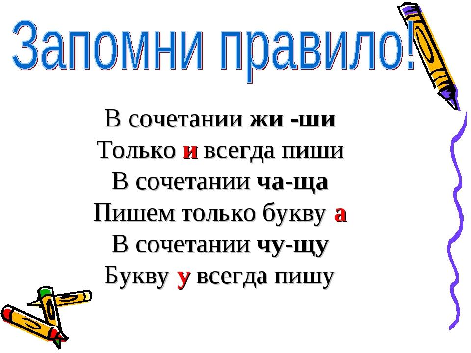 Буквосочетания жи ши ча ща чу щу 1 класс школа россии технологическая карта