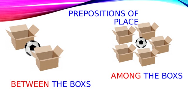 Prepositions of place among the boxs between the boxs 