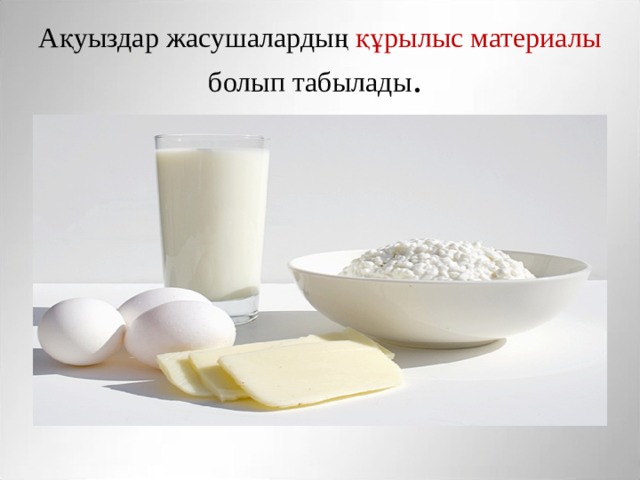 Ақуыздар жасушалардың құрылыс материалы болып табылады . 