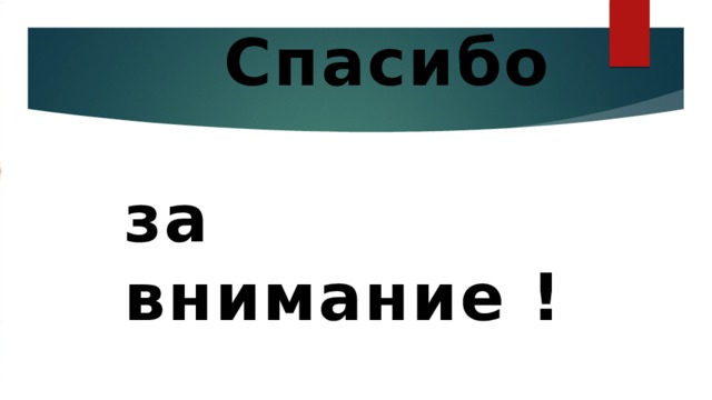  Спасибо  за внимание ! 