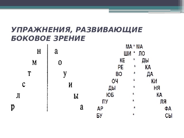 УПРАЖНЕНИЯ, РАЗВИВАЮЩИЕ БОКОВОЕ ЗРЕНИЕ 