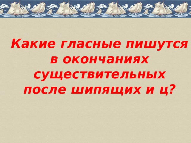 Какие гласные пишутся в окончаниях существительных после шипящих и ц? 