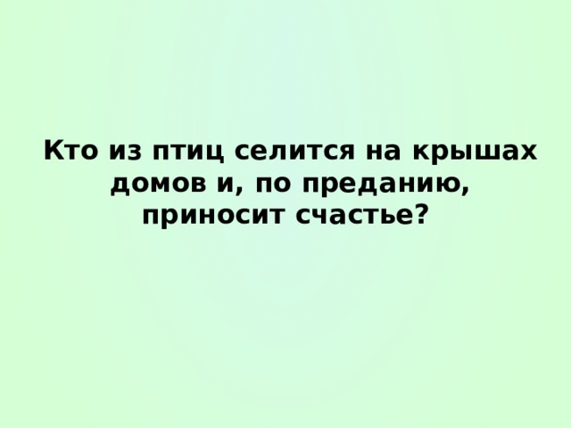 Кто из птиц селится на крышах домов и, по преданию, приносит счастье? 
