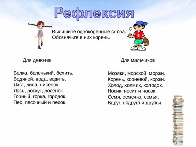 Подчеркнуть однокоренные слова выделить в них корень рисунок рисовать борис рисовый нарисованный