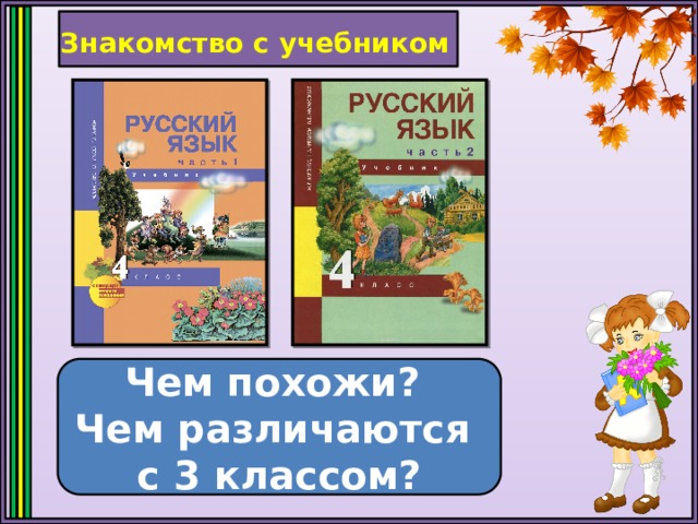 Знакомство с учебником Чем похожи? Чем различаются с 3 классом? 