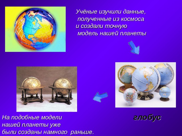 Учёные изучили данные,  полученные из космоса и создали точную  модель нашей планеты глобус На подобные модели нашей планеты уже были созданы намного раньше. 