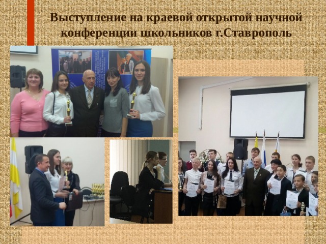 Выступление на краевой открытой научной конференции школьников г.Ставрополь 