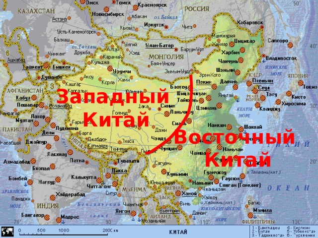 Карта южного китая