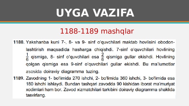 UYGA VAZIFA 1188-1189 mashqlar 1 