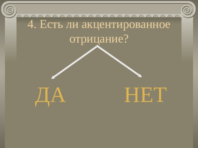 4. Есть ли акцентированное отрицание? ДА НЕТ