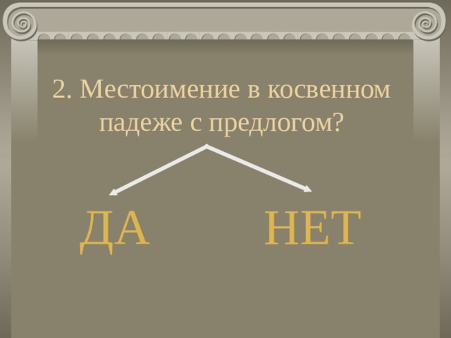 2. Местоимение в косвенном падеже с предлогом? ДА НЕТ