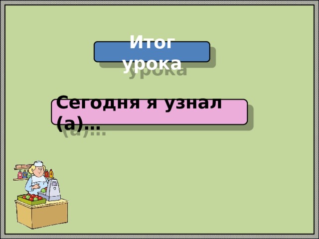 Итог урока Сегодня я узнал (а)… 
