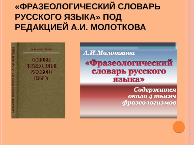 «Фразеологический словарь русского языка» под редакцией А.И. Молоткова 