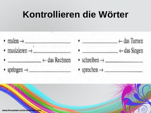 Kontrollieren die W ö rter 