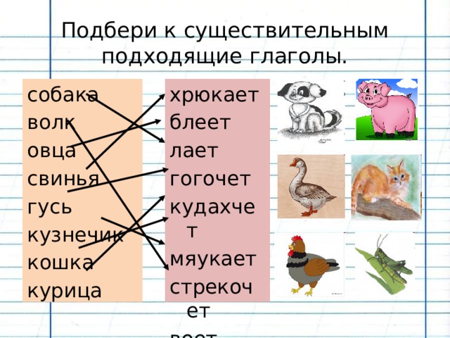 Подбери подходящие существительные