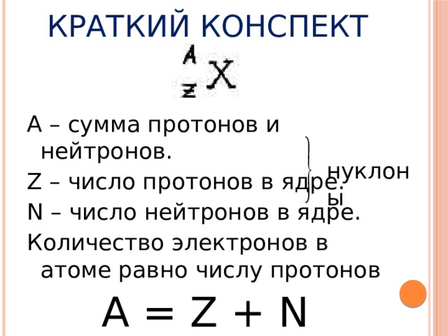 Число электронов и протонов в ядре