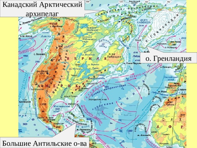 Канадский Арктический архипелаг о. Гренландия Большие Антильские о-ва 
