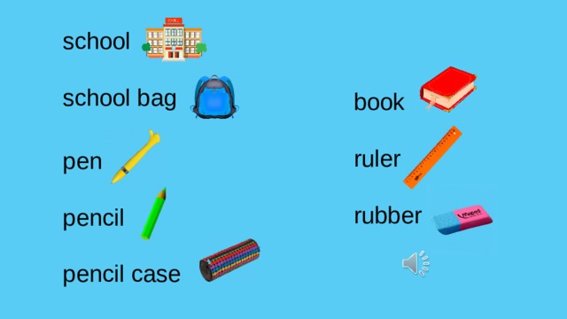 school school bag book ruler rubber pen pencil pencil case 