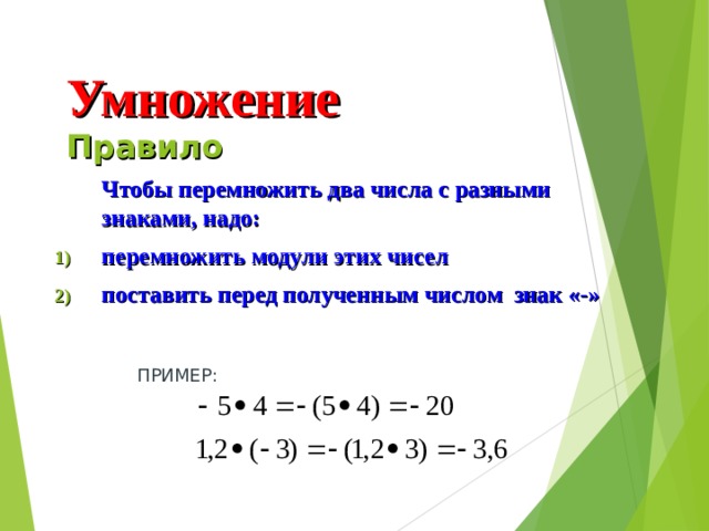 Первое умножаемое второе умножаемое