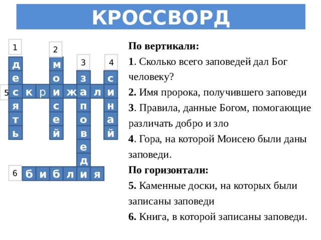 Кроссворд на тему духовная культура 5 класс