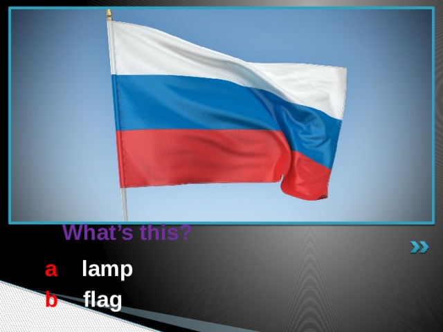 What’s this? a  lamp b  flag 